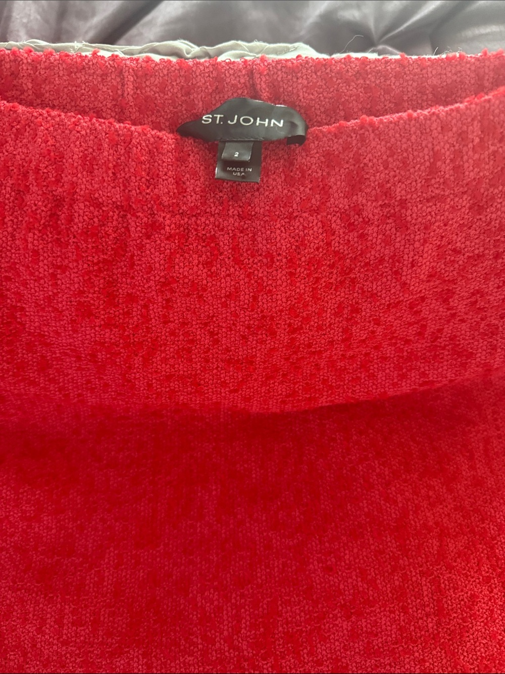 St. John Red Bouclé Mini Skirt